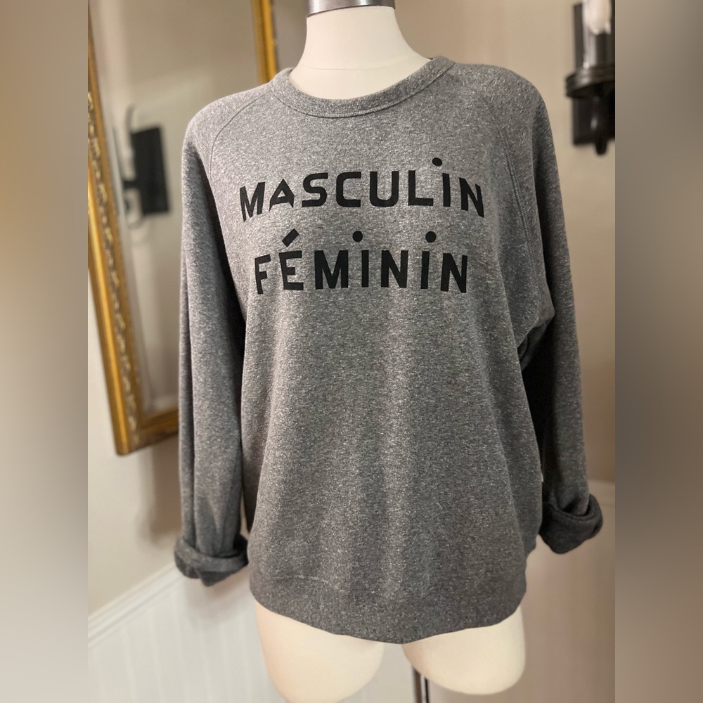 Clare V Gray 'Masculin Féminin' Pullover Sweatshirt